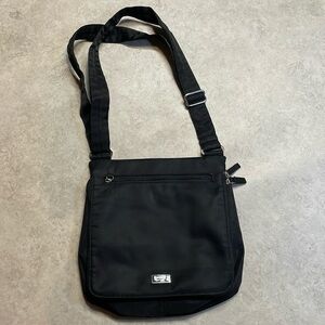Fratell NewYork Women’s black nylon shoulder bag.